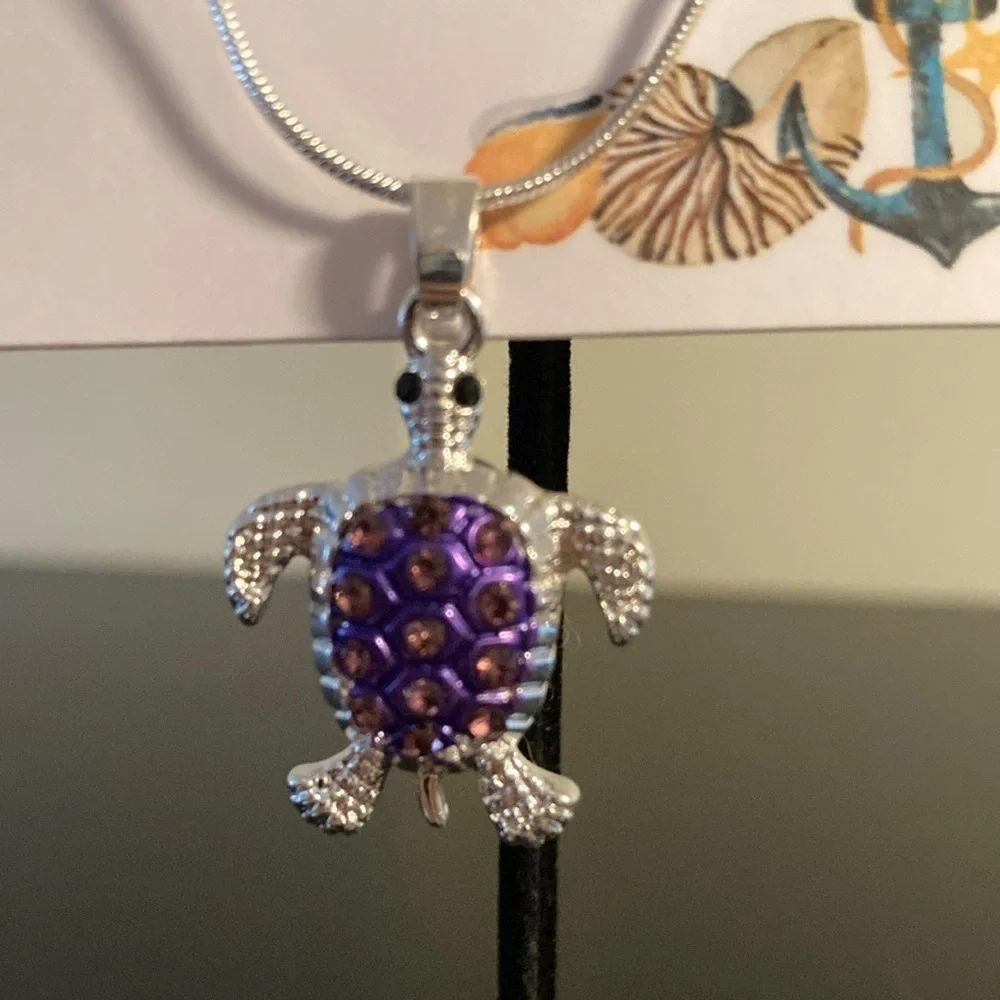 Purple Turtle Pendant Necklace
